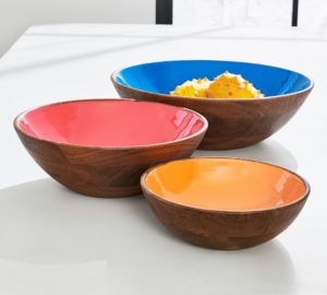 BADG Harmony Wood Enamel Nesting Bowls – Set of 3